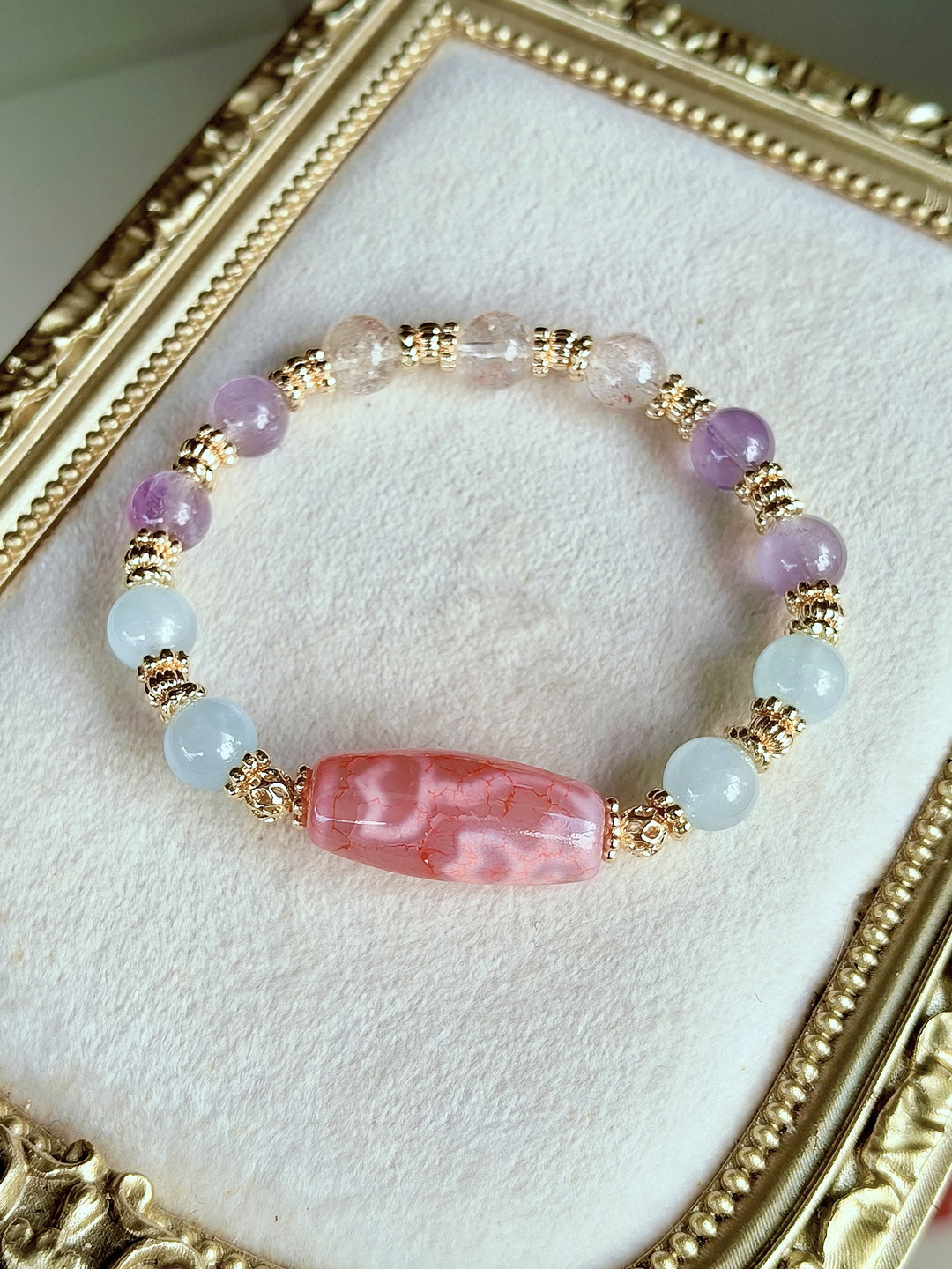 Pink Dzi Dual Face Totems - Water Lotus × Bodhi Tree