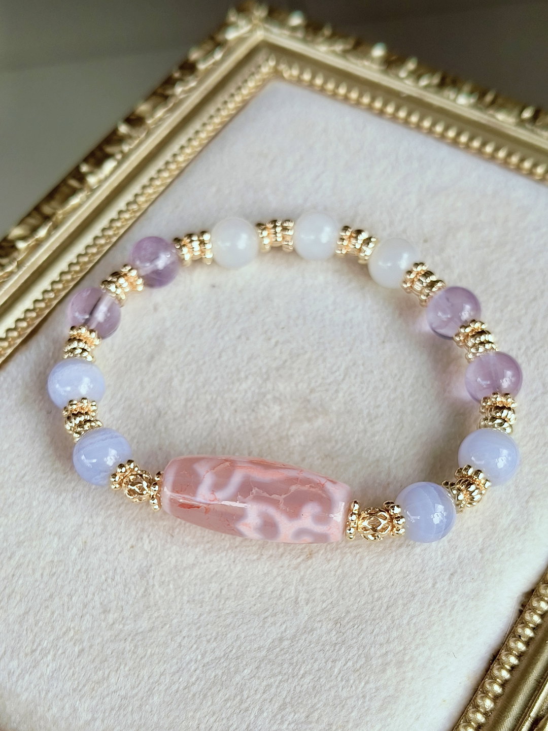 Pink Dzi Dual Face Totems - Water Lotus × Ruyi