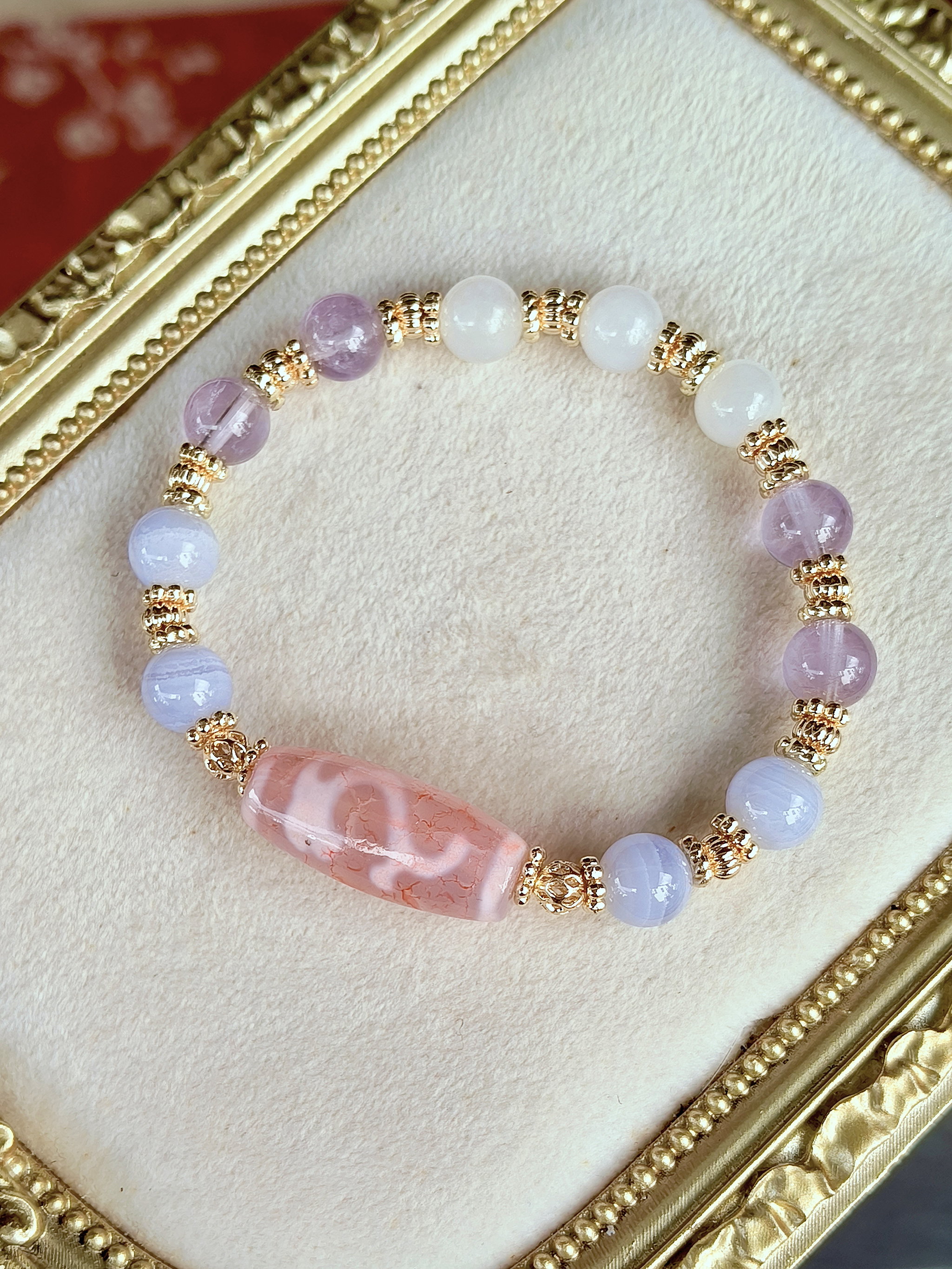 Pink Dzi Dual Face Totems - Water Lotus × Ruyi_1
