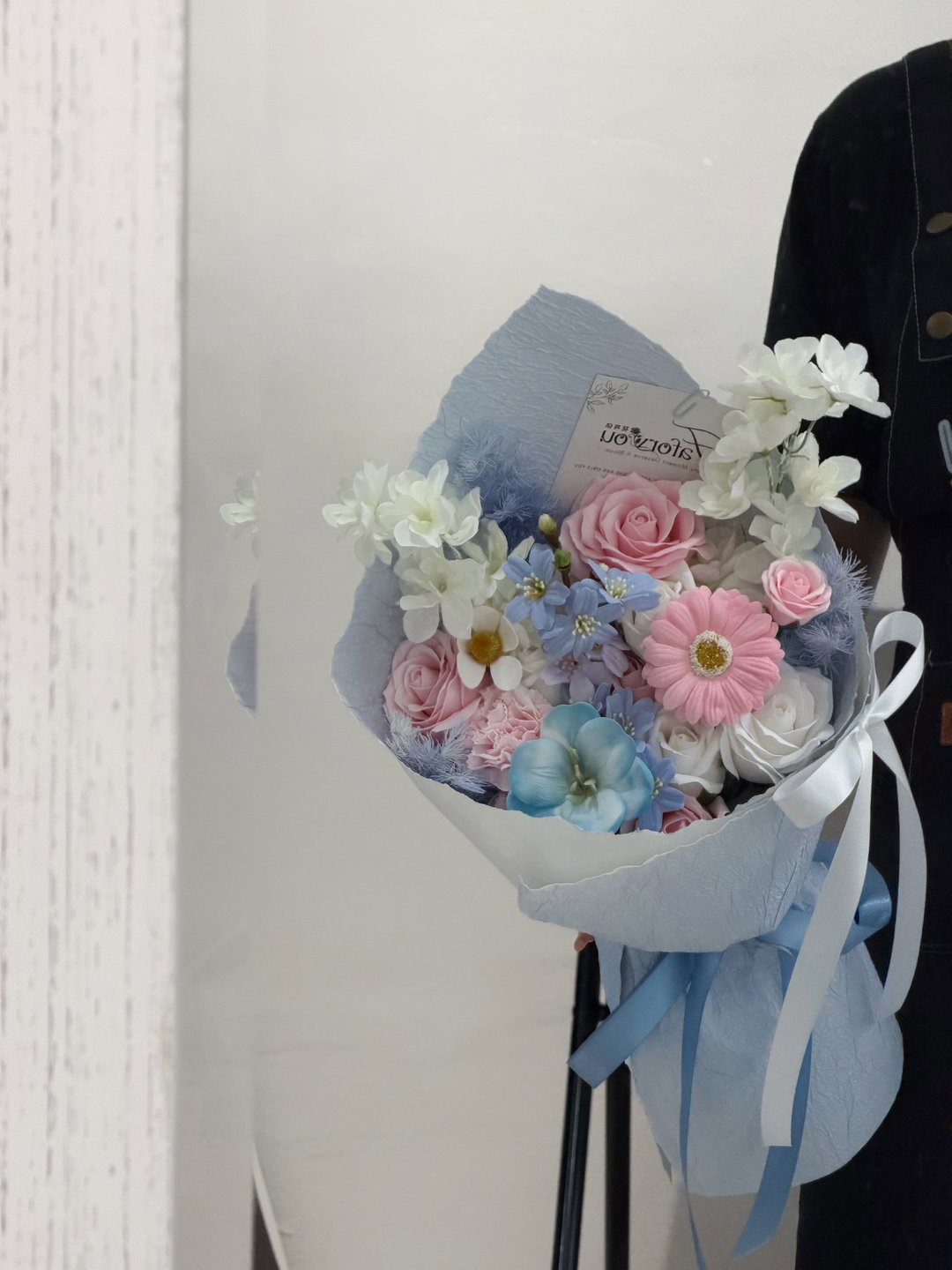Blue Pink Pastel Soap Flower Bouquet