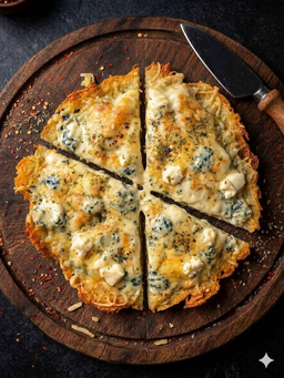 Pizza Rústica de Papa con Queso Azul y Mozzarella