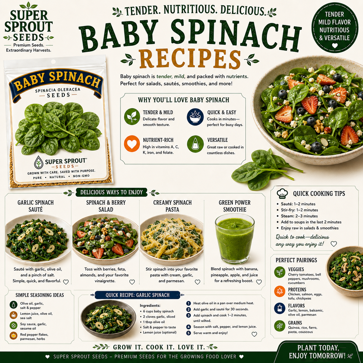 Baby spinach x 15+ seeds _1
