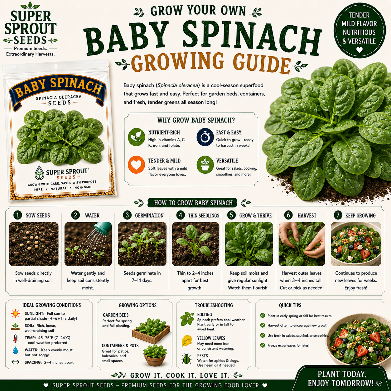 Baby spinach x 15+ seeds _2