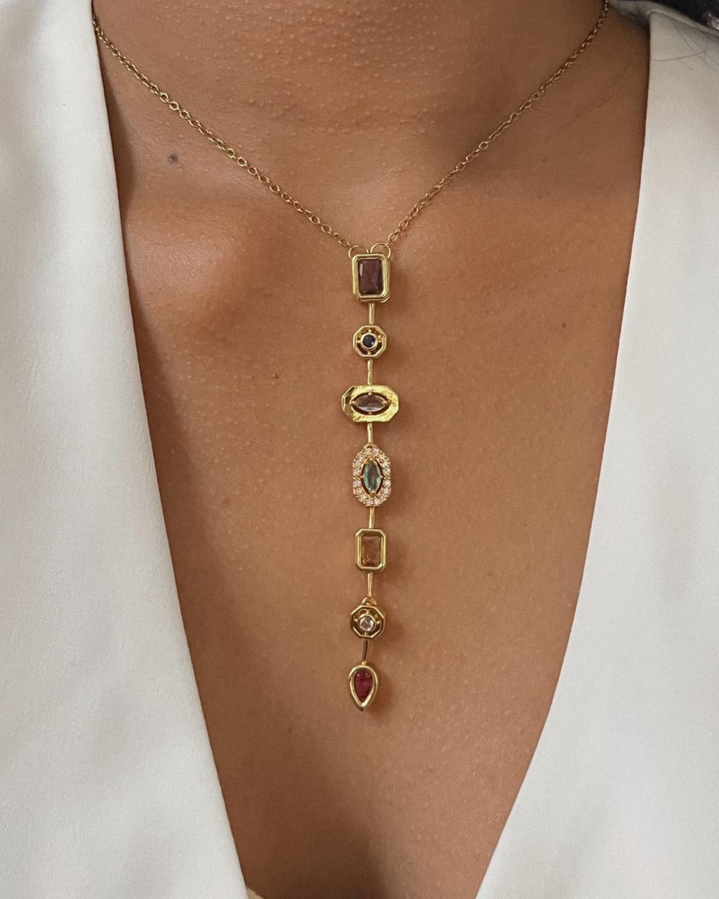 Bezel Drop Necklace_0