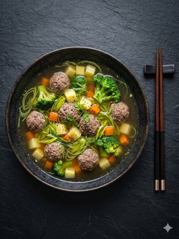 Суп с мясными фрикадельками и брокколи