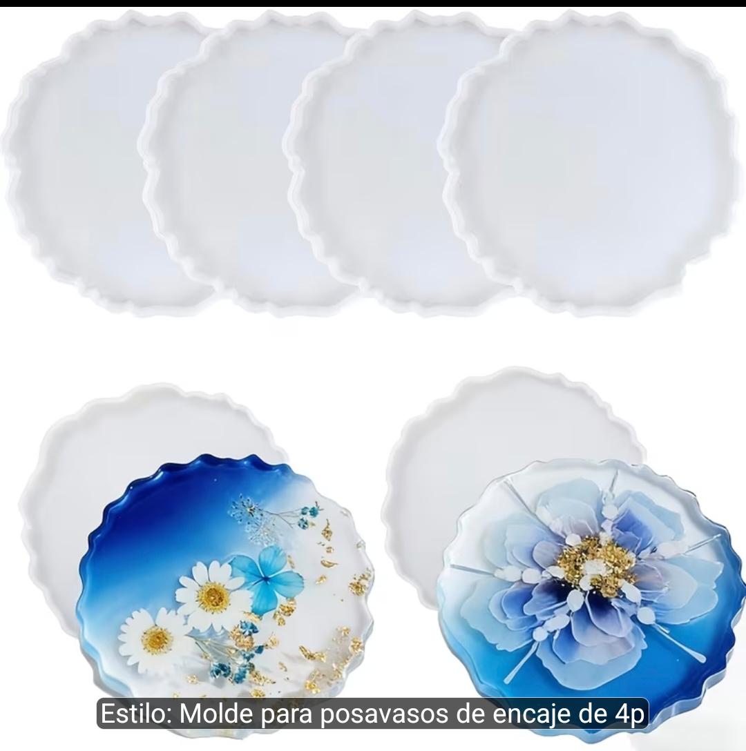 Set 4 moldes posavasos ovalados con bordes
