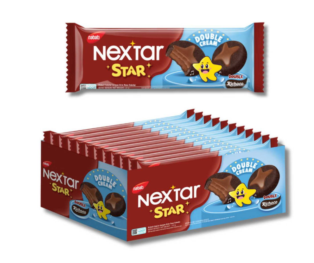 NABATI NEXTAR STAR DOUBLE CREAM CHOCOLATE 31g x 10 x 8