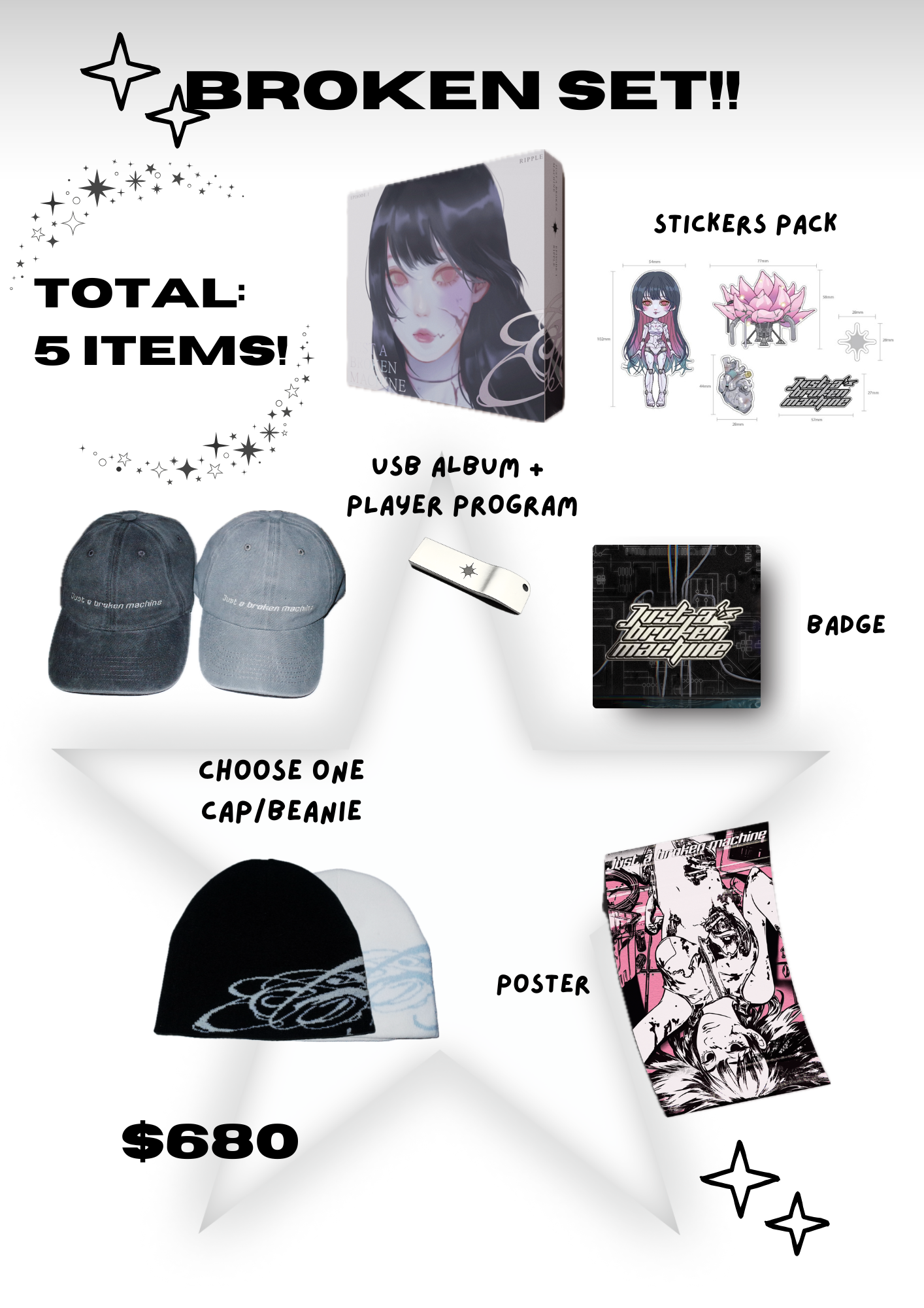 (1) Broken Set: 《漪》專輯 + 襟章 + Beanie/Cap + 貼紙包+ 海報_0