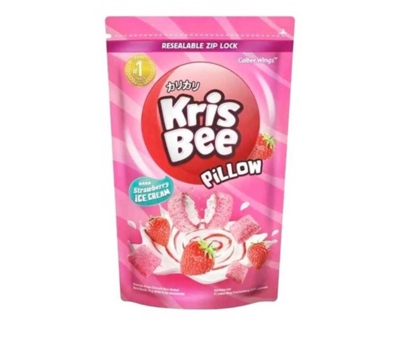 KRISBEE PILLOW SNACK STRAWBERRY ICE CREAM 100g x 20_0