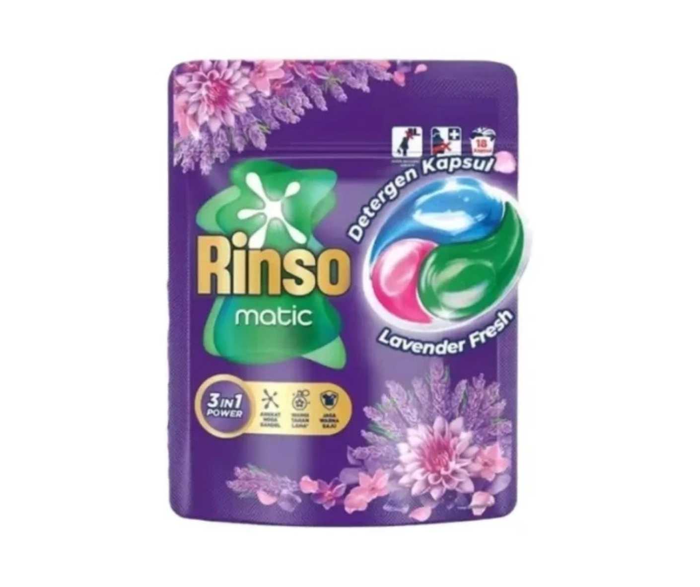 RINSO CAPSULE AUTOMATIC LIQUID DETERGENT WITH 3IN1 POWER LAVENDER FRESH 189g x 10_0