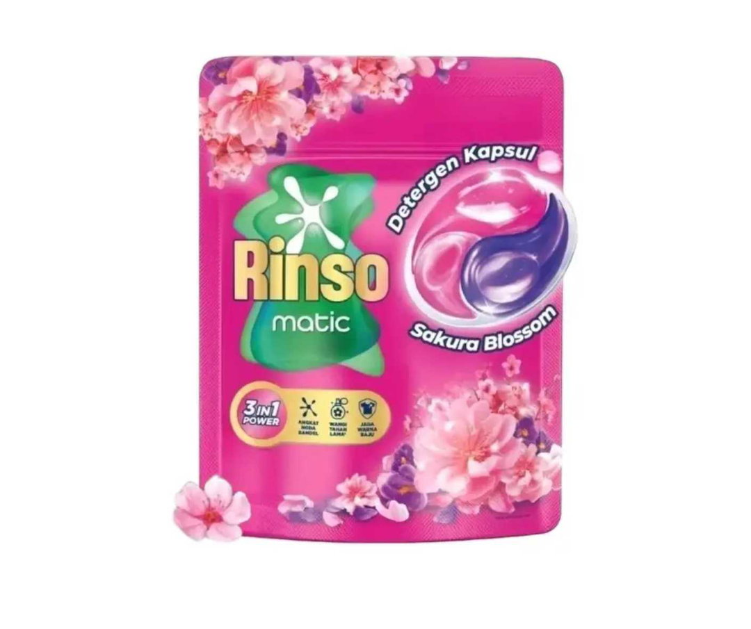 RINSO CAPSULE AUTOMATIC LIQUID DETERGENT WITH 3IN1 POWER SAKURA BLOSSOM 189g x 10