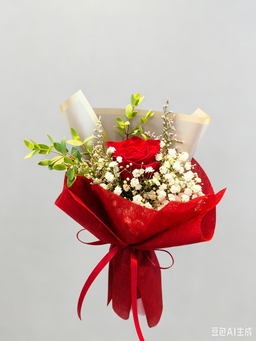 Rose Value Pack - 1 stalk with Baby's breath with Chamomile or Eucalyptus Parvifolia/Leaves (Copy)