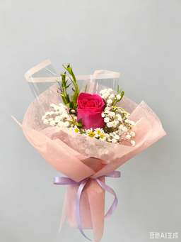Rose Value Pack - 1 stalk with Baby's breath with Chamomile or Eucalyptus Parvifolia/Leaves (Copy)