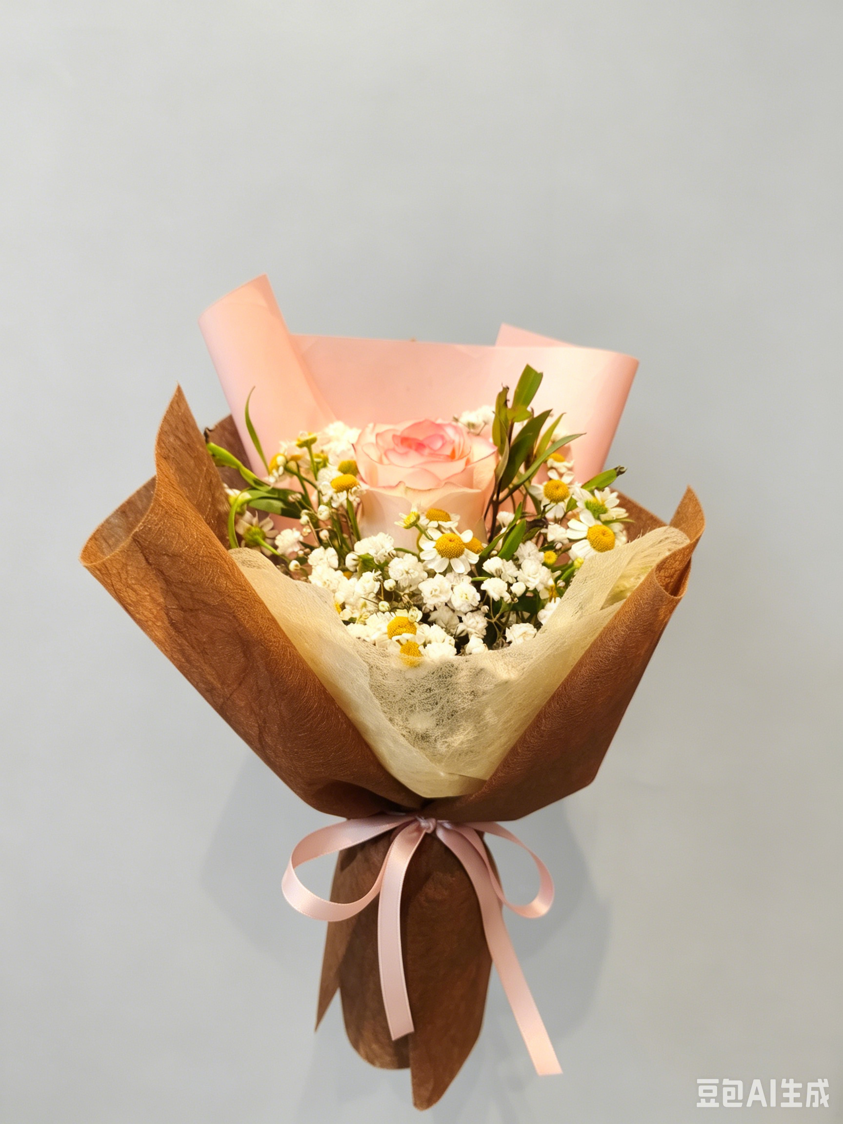 Rose Value Pack - 1 stalk with Baby's breath with Chamomile or Eucalyptus Parvifolia/Leaves (Copy)_2
