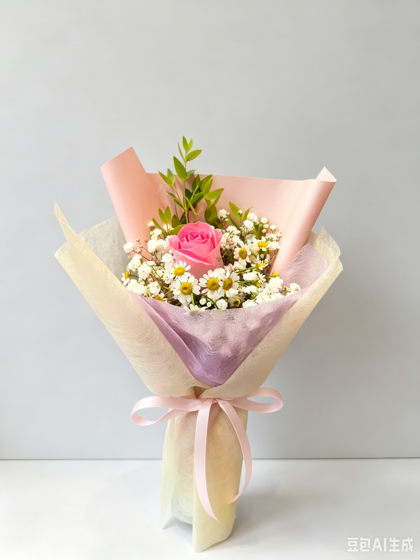 Rose Value Pack - 1 stalk with Baby's breath with Chamomile or Eucalyptus Parvifolia/Leaves (Copy)_3