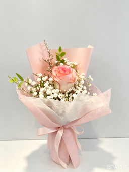 Rose Value Pack - 1 stalk with Baby's breath with Chamomile or Eucalyptus Parvifolia/Leaves (Copy)