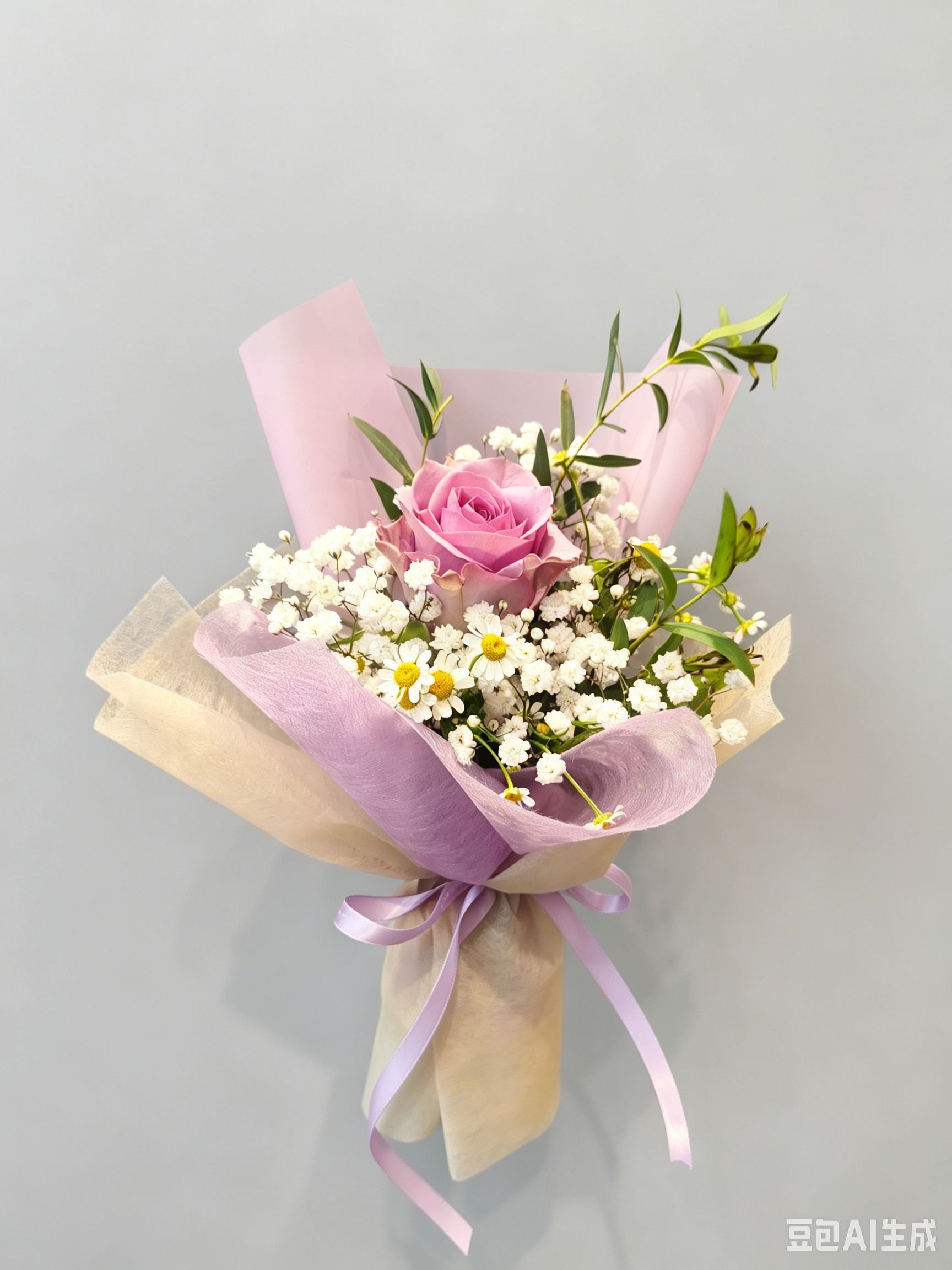 Rose Value Pack - 1 stalk with Baby's breath with Chamomile or Eucalyptus Parvifolia/Leaves (Copy)_4