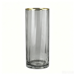 (Vase) Vertical Cut Smoke Gold Rim 竖切烟灰金边 1030