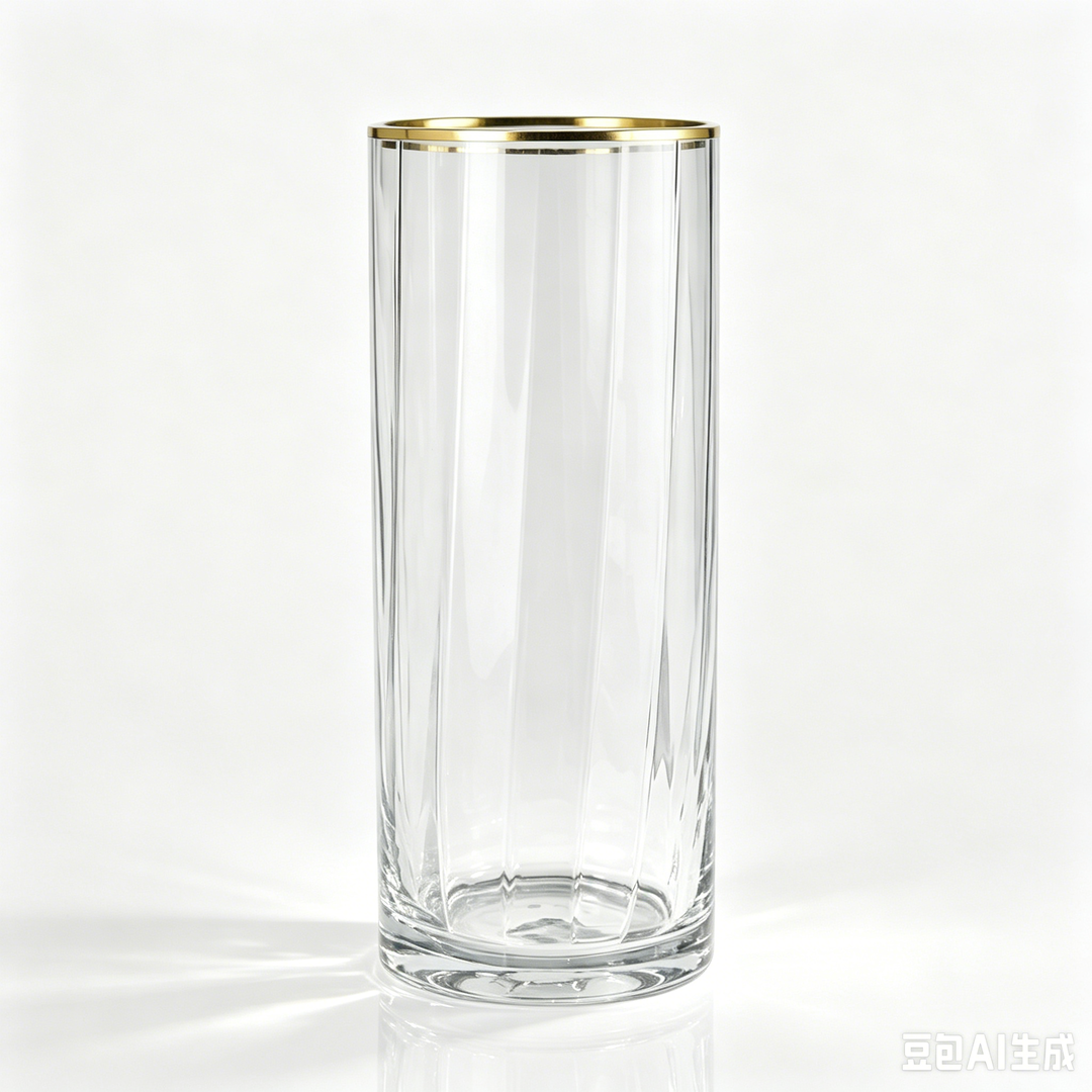 (Vase) Vertical Cut Clear Gold Rim 竖切清款金边 1025