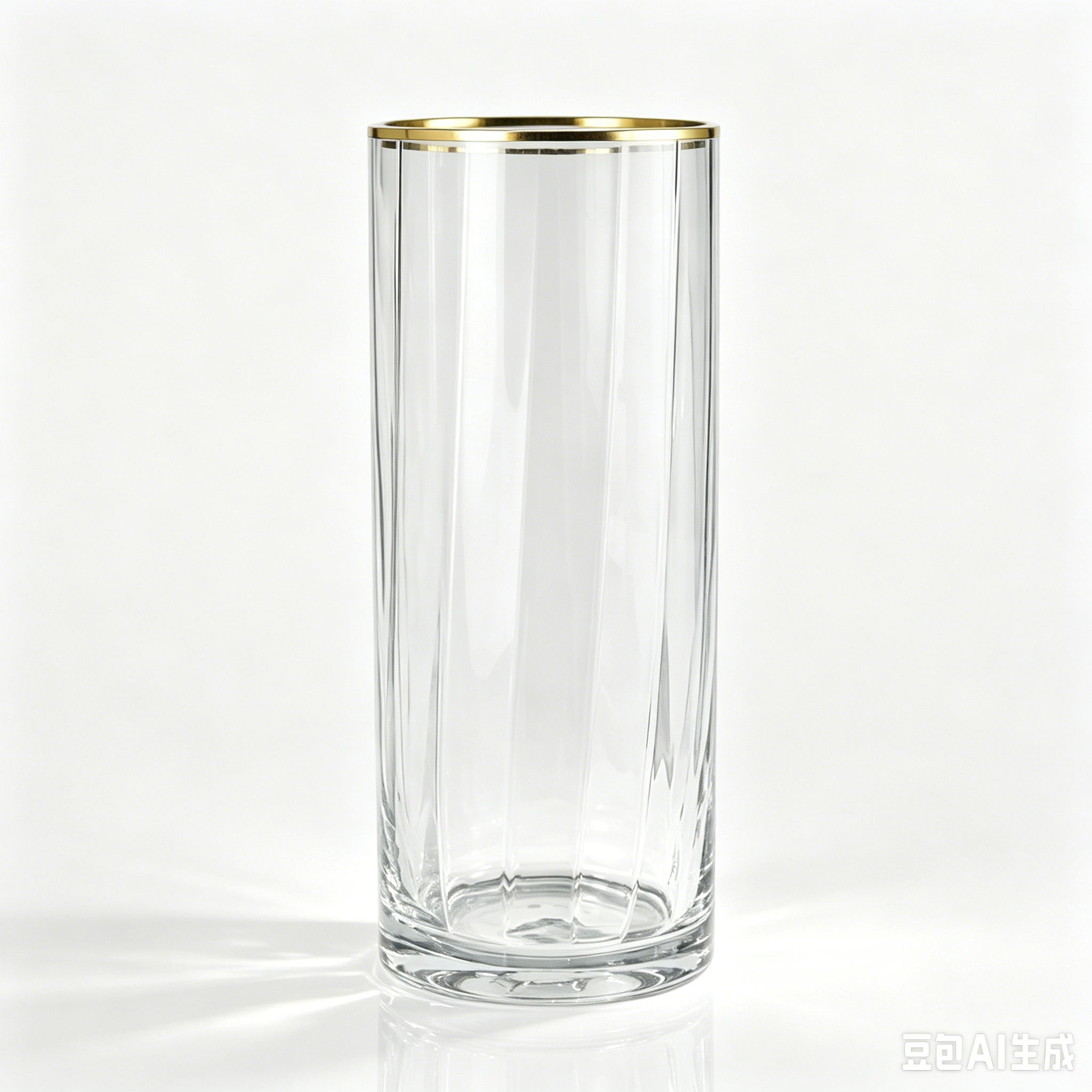 (Vase) Vertical Cut Clear Gold Rim 竖切清款金边 1025_0