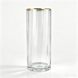 (Vase) Vertical Cut Clear Gold Rim 竖切清款金边 1025