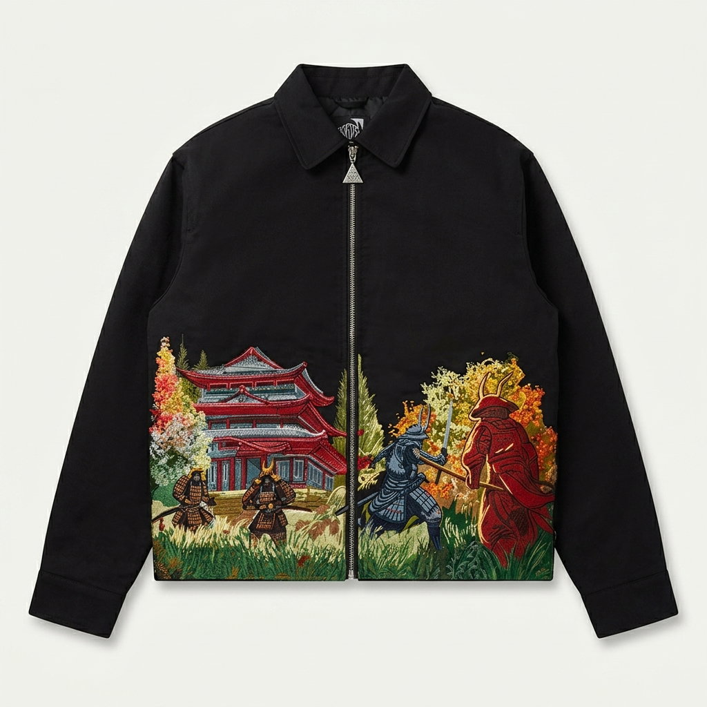 Veste mixte de samouraï japonaise tendance, broderie 3D résistante, style rétro japonais, _0