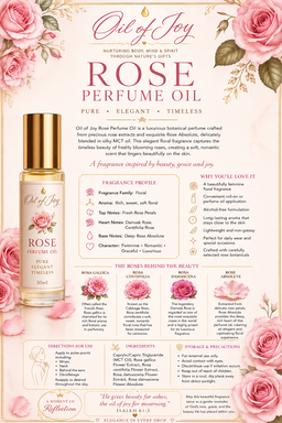 Rose Perfume Oil 50ml Refill + free 10ml Roller bottle (empty)