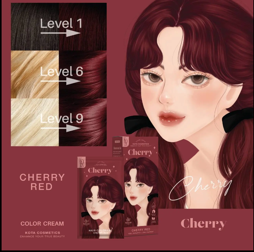 Kota - Hair Dye Permanent Colorant (200ml) - Cherry (Cherry Red) | Wholesale Hair Dye Singapore_2