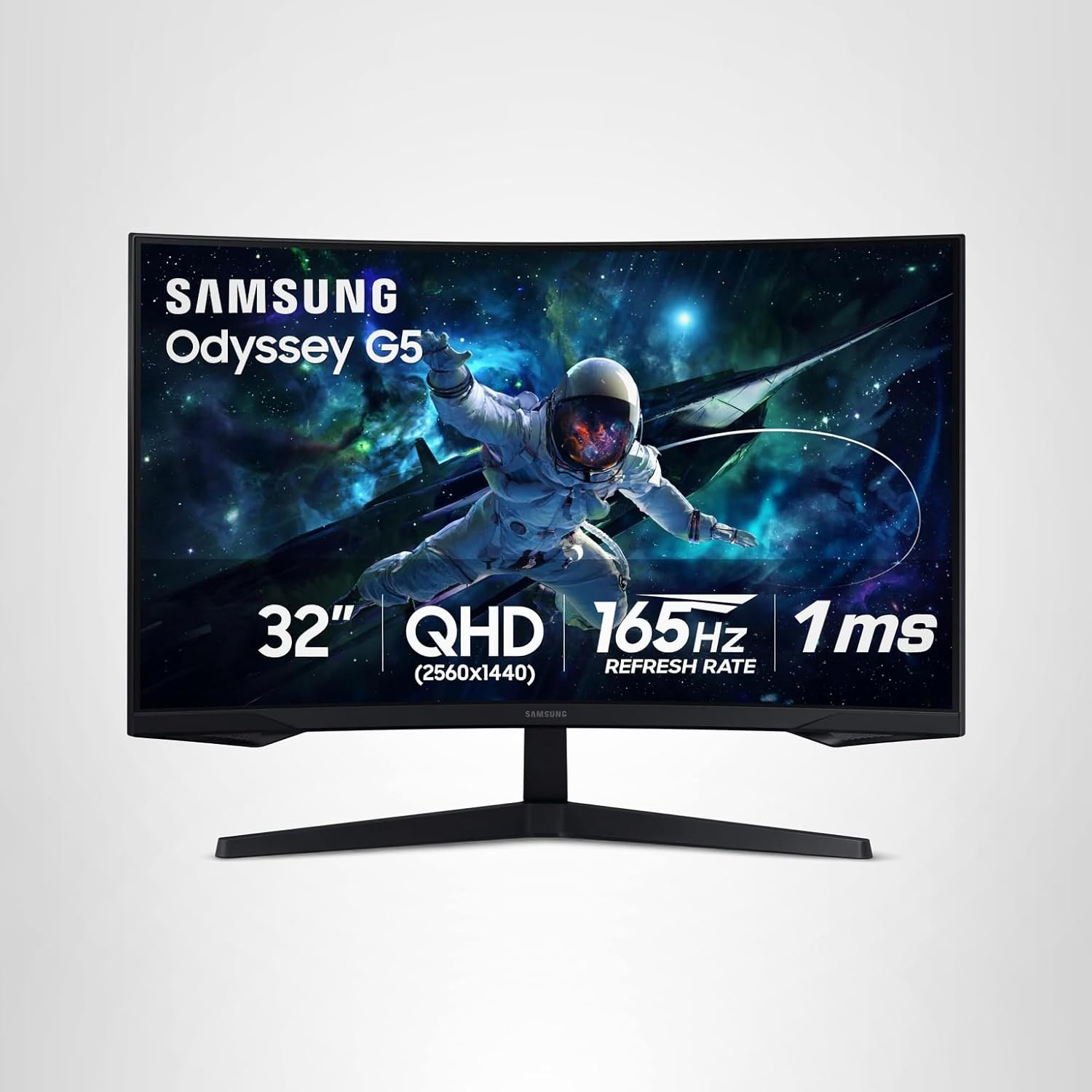 Monitor Gamer Samsung Odyssey G5 32, Resolução QHD, Taxa de atualização de 165Hz & 1ms de tempo de resposta (MPRT), Curvatura com 1000R, HDR 10, AMD FreeSync, Eye Saver Mode & Flicker Free Mode_0