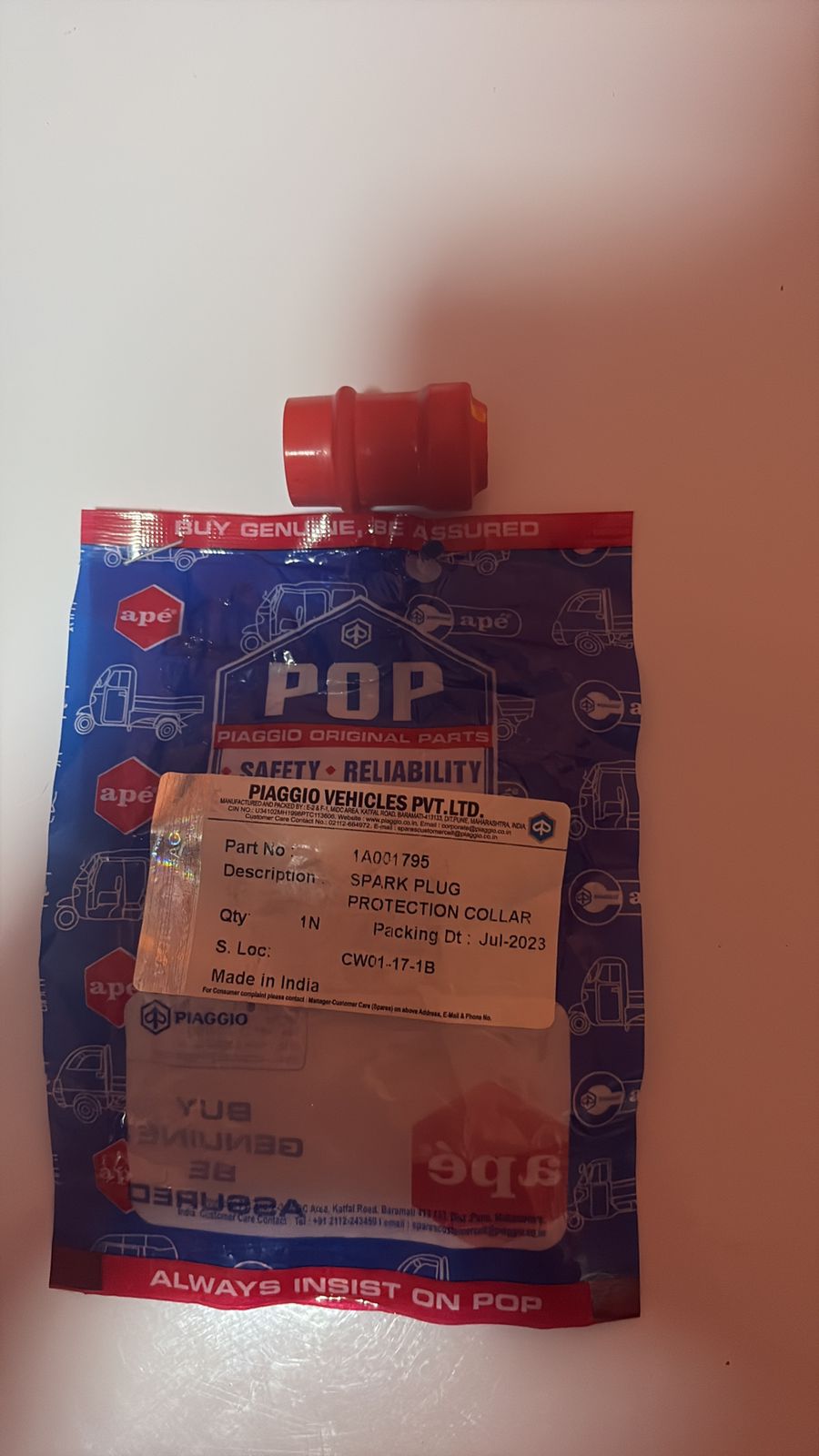 cubierta roja de capuchon de bujia piaggio