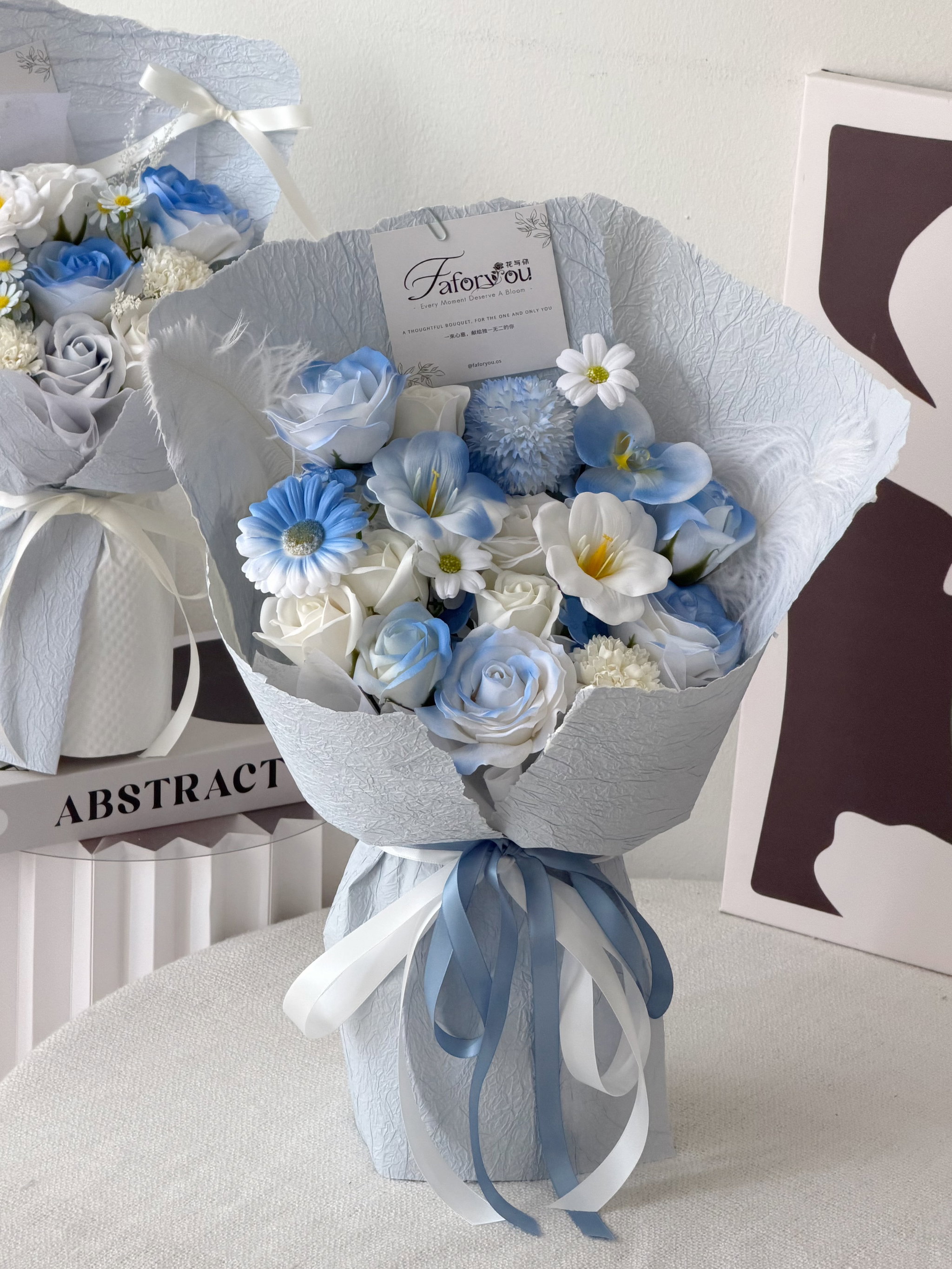 Soft Blue Soap Flower Bouquet_2