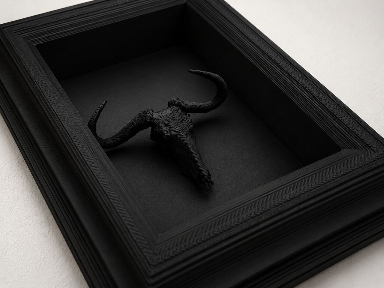 Box Frames Animal Skulls Black Wildebeest _5