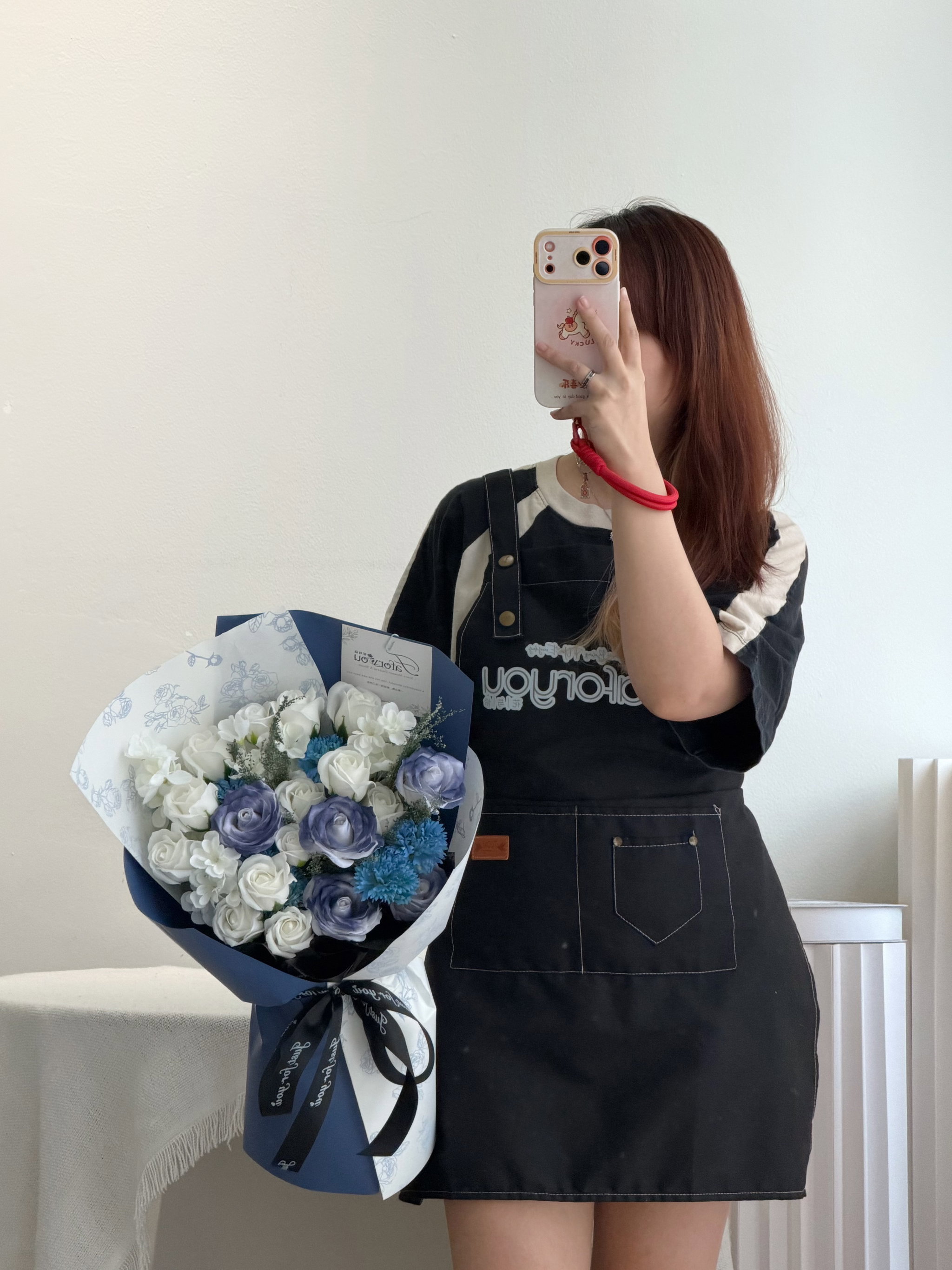 Malta Blue White Soap Flower Bouquet _1
