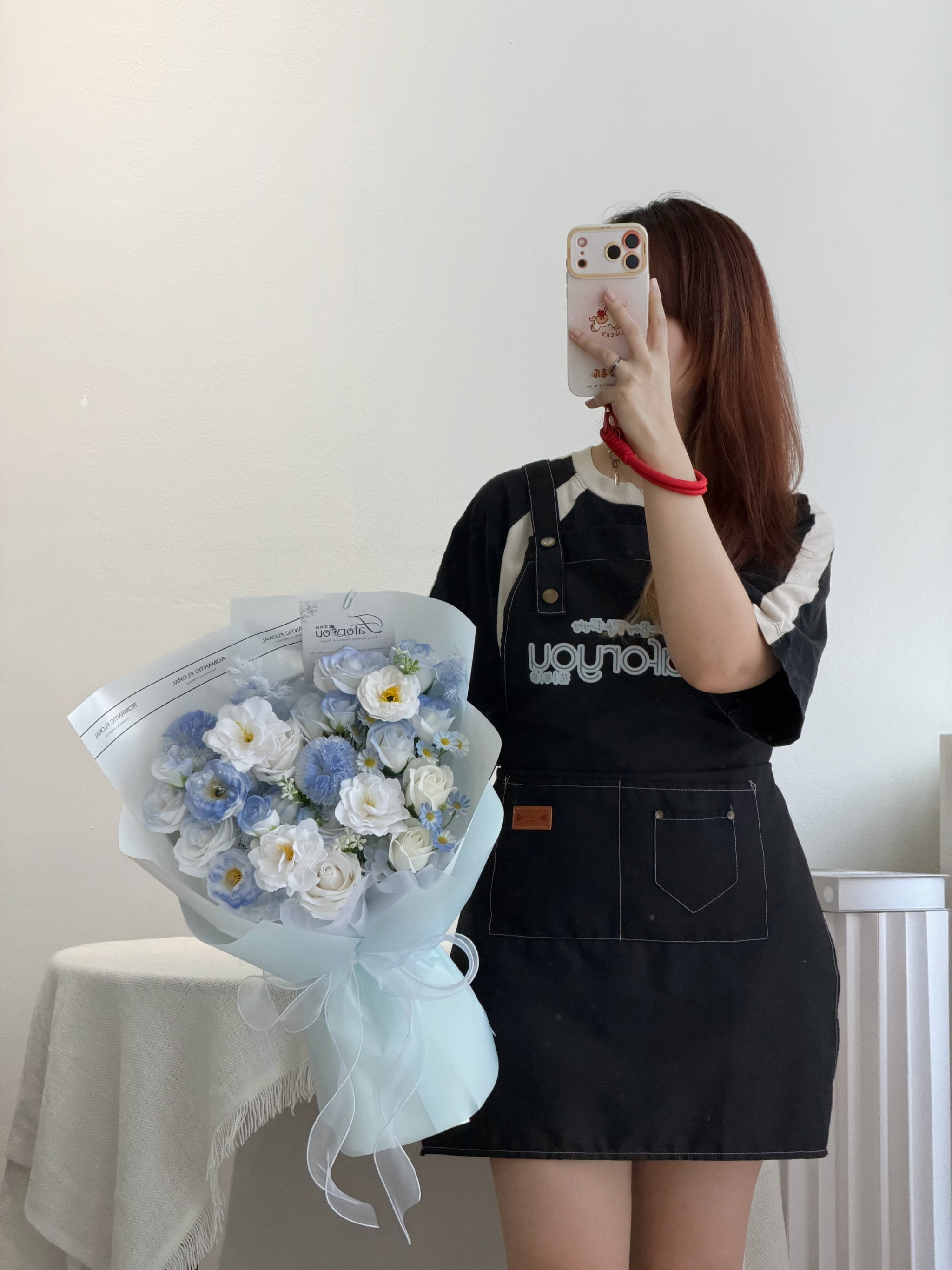 Moonlight Blue White Soap Flower Bouquet _1