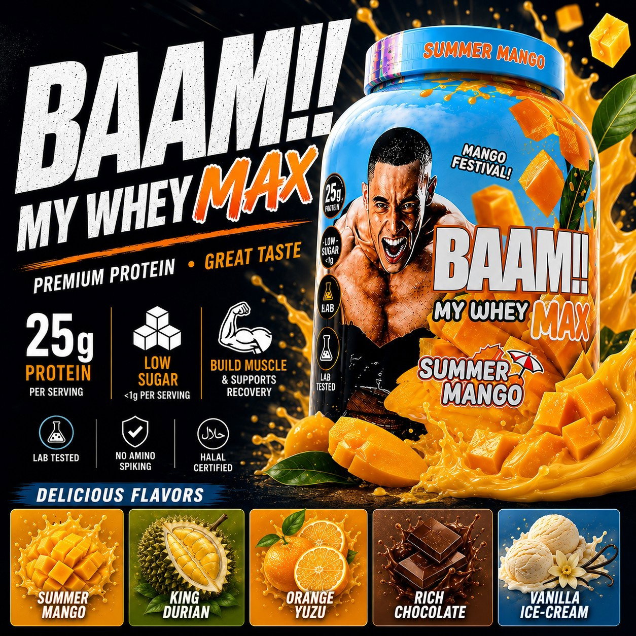 BAAM!!™ My Whey MAX Whey Protein (10lbs / 4.5kg) | 25g High-Quality Whey Protein • Lab-Tested • Low Sugar • Muscle Recovery • Limited Edition Delicious Flavors_6