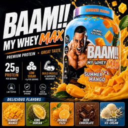 BAAM!!™ My Whey MAX Whey Protein (5lbs / 2.3kg) | 25g High-Quality Whey Protein • Lab-Tested • Low Sugar • Muscle Recovery • Limited Edition Delicious Flavors
