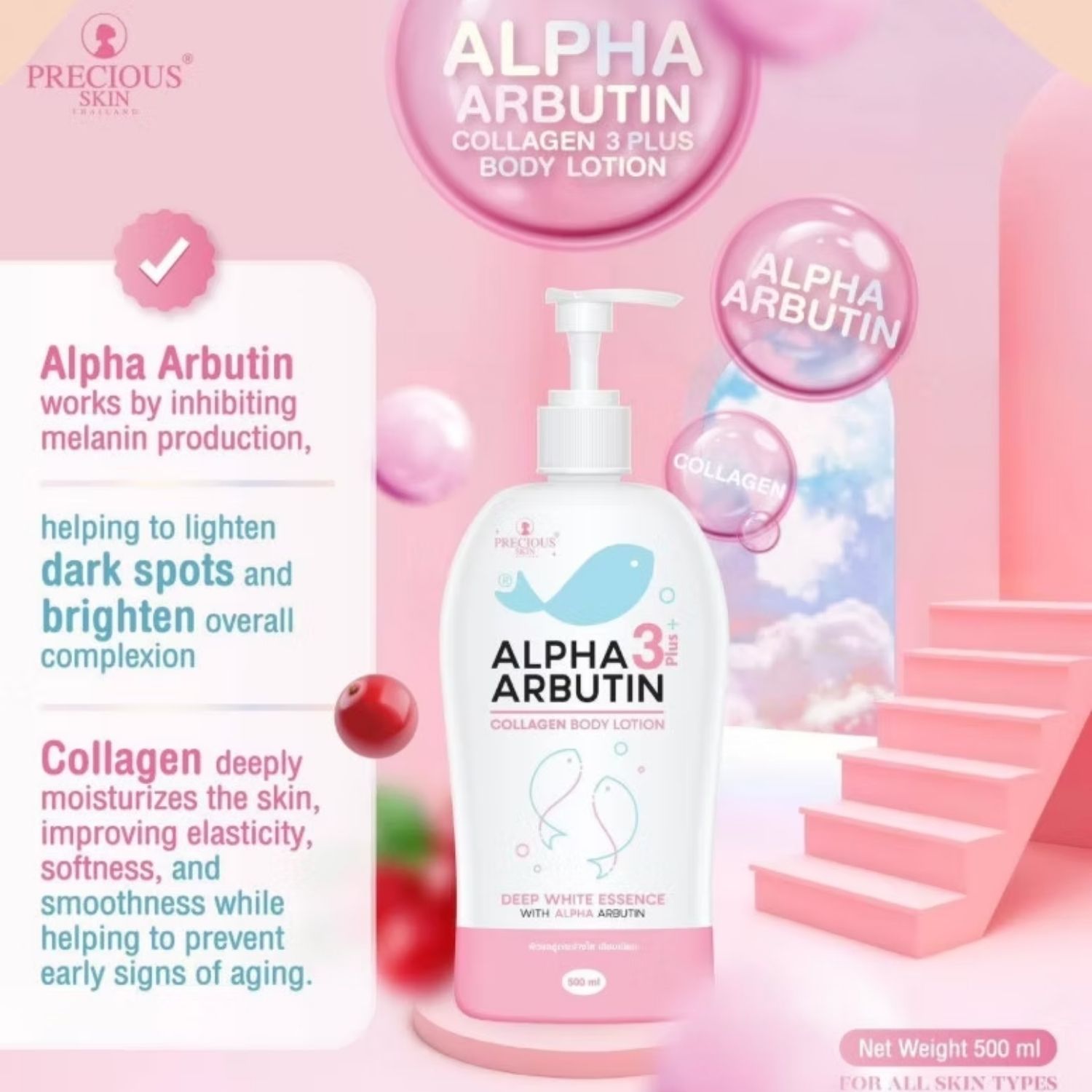 Precious Skin - Alpha Arbutin 3 Plus Collagen Lotion 500ml | Wholesale Bath & Body Care Singapore_2