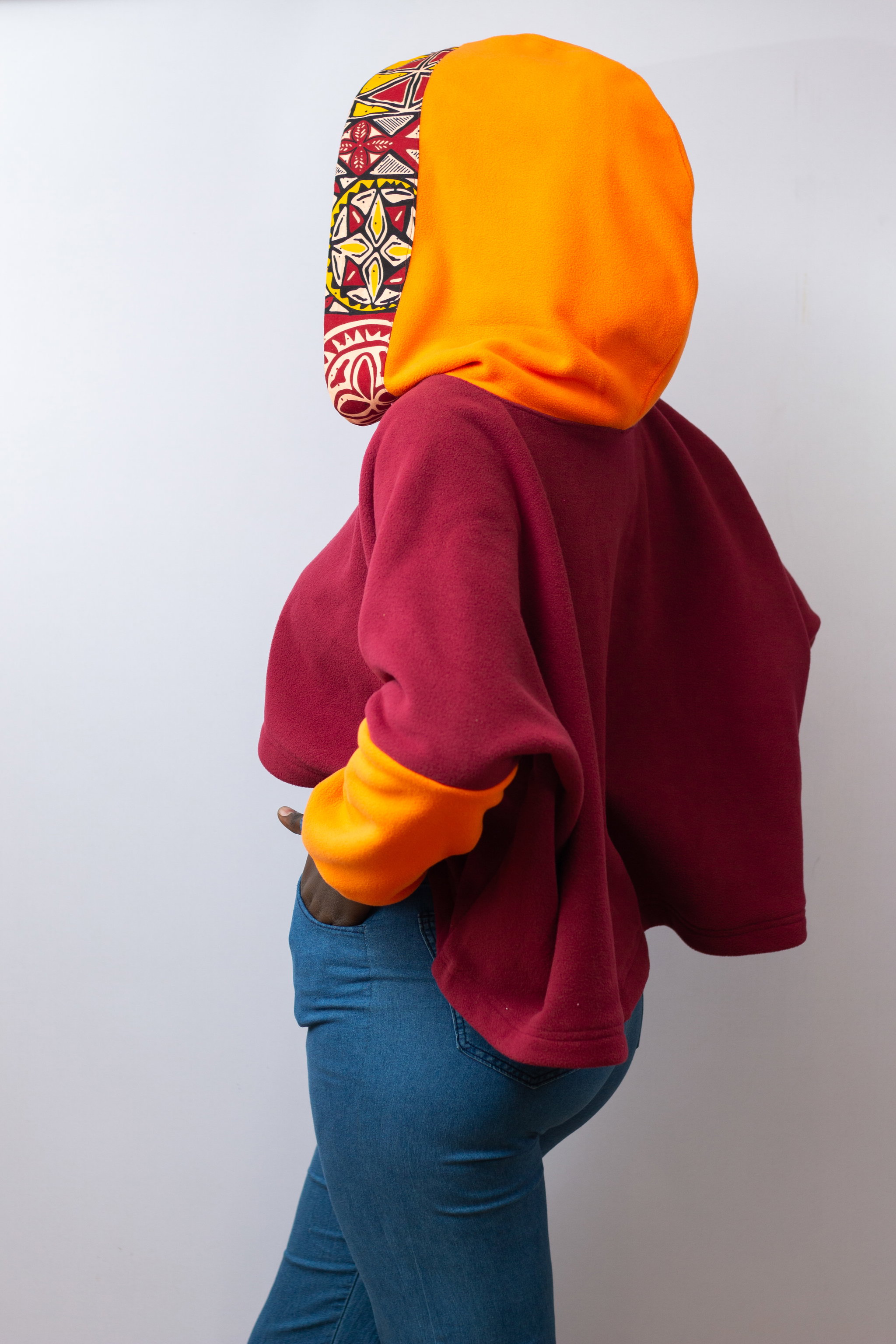 Barizi Fleece Hoodie - Maroon / Orange_2