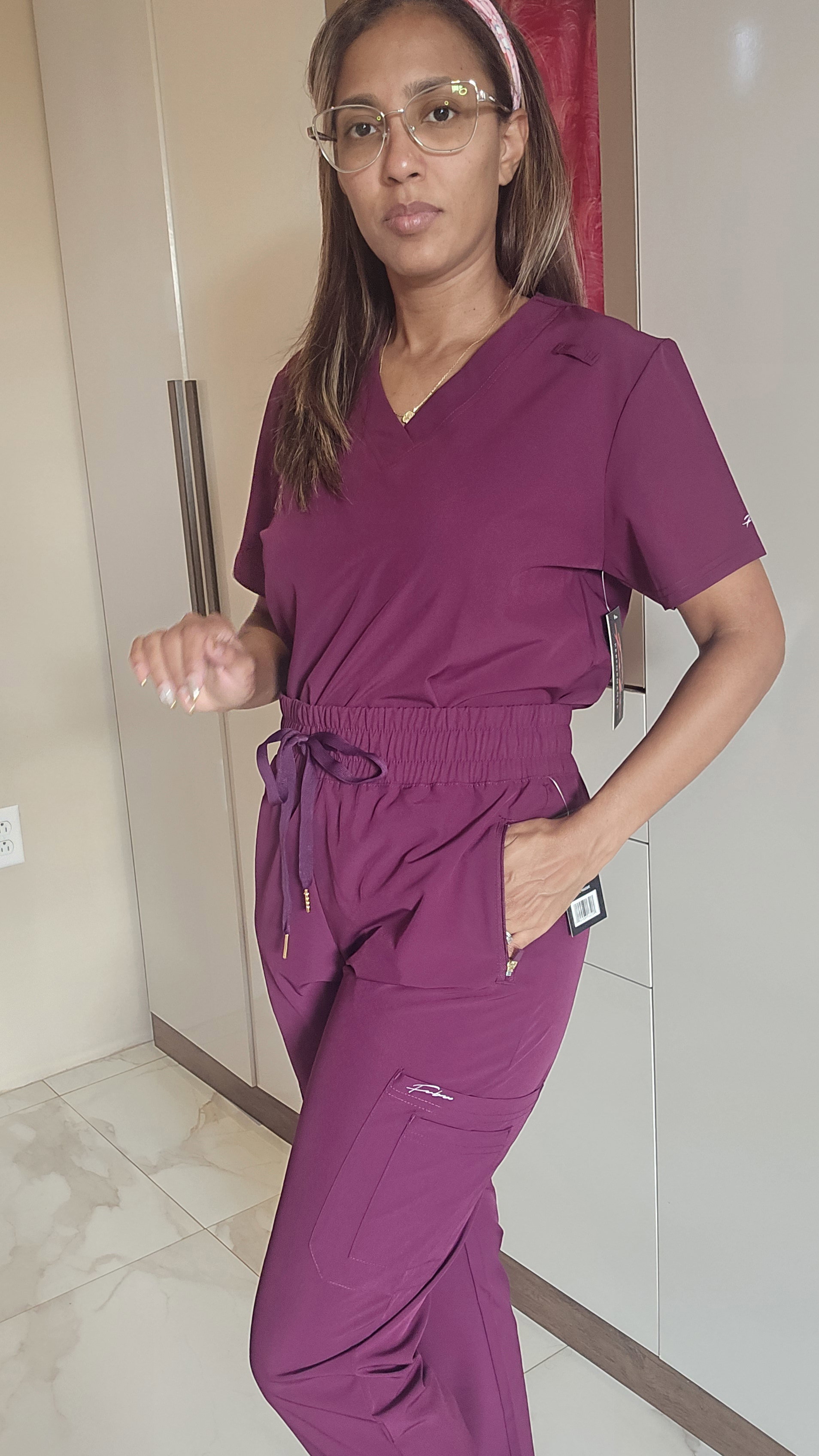 Anastasia Scrub Top Wine (Fubu Performance)_1