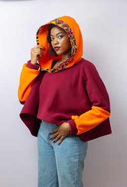 Barizi Fleece Hoodie - Maroon / Orange