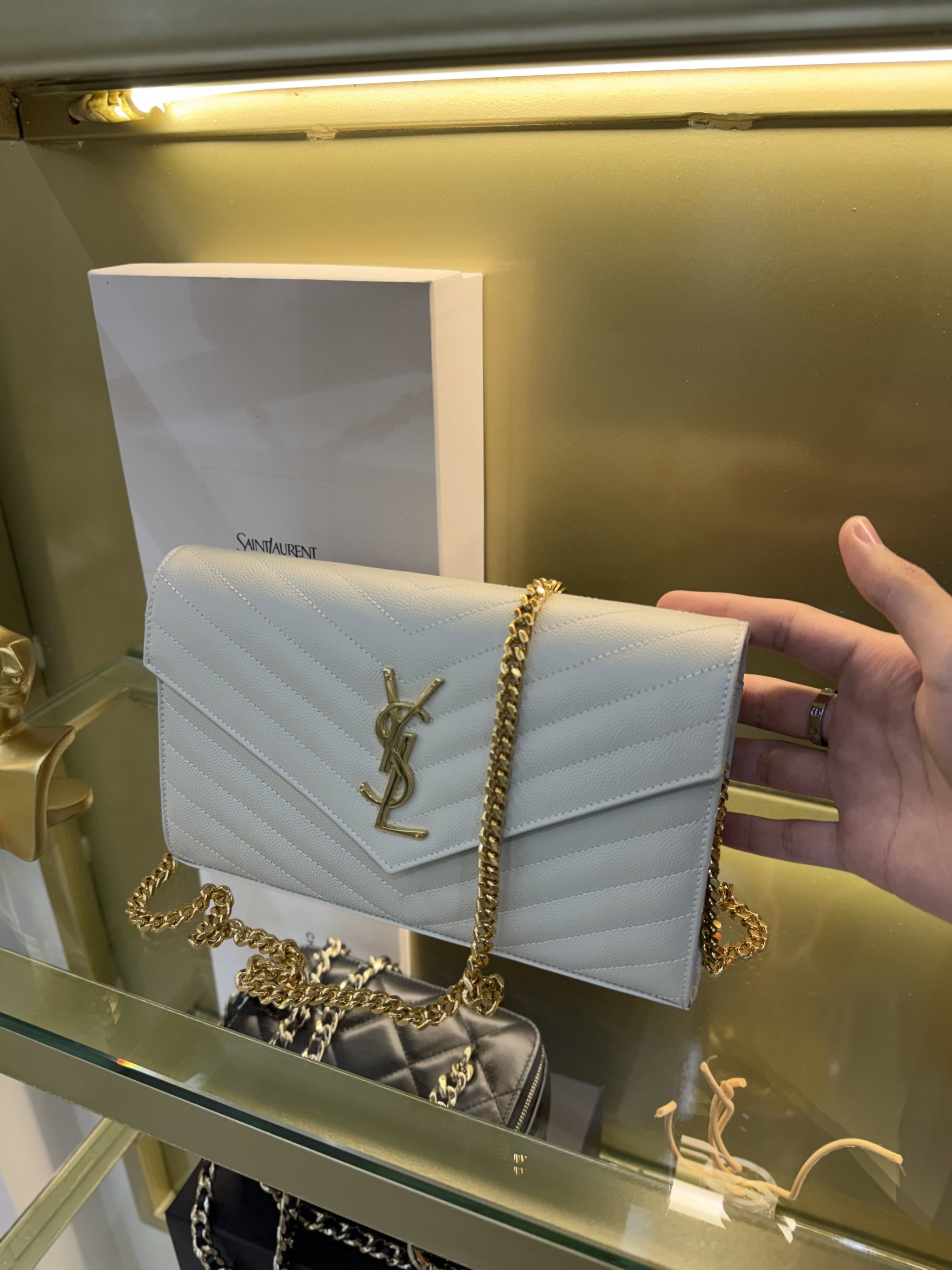 Bolsa Saint Laurent YSL branca tiracolo _1