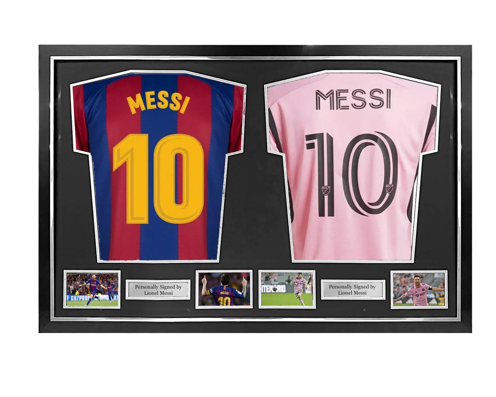 DIY football DOUBLE shirt frame, complete with 4 photo apertures and 2 metal textboxes - FF07_0