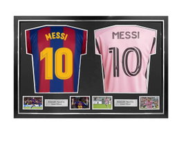 DIY football DOUBLE shirt frame, complete with 4 photo apertures and 2 metal textboxes - FF07