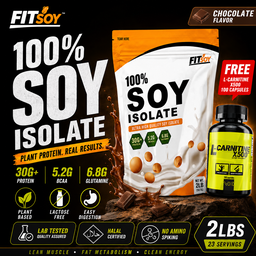 FitSoy™ Plant Protein Isolate 2lbs + VITAXTRONG™ L-Carnitine X500 (100 Caps) | Vegan Lean Muscle & Burn Fat Combo [VX]