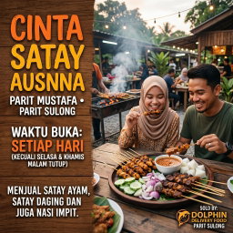 CINTA SATAY AUSNNA PARIT MUSTAFA  PARIT SULONG WAKTU BUKA SETIAP HARI KECUALI HARI SELASA DAN KAMIS MALAM TUTUP 