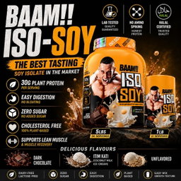 BAAM!!™ ISO-SOY Plant Protein Isolate (1lb / 0.45kg) | 30g Soy Isolate Protein • Vegan • Lactose-Free • Lab-Tested Premium Plant Protein [VX]
