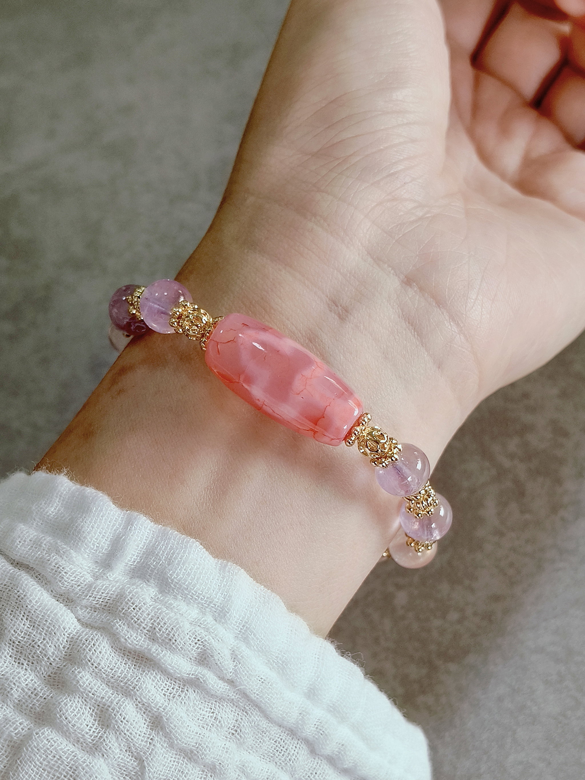 Pink Dzi Dual Face Bodhi Tree × Double Mountain_3