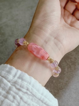 Pink Dzi Dual Face Bodhi Tree × Double Mountain