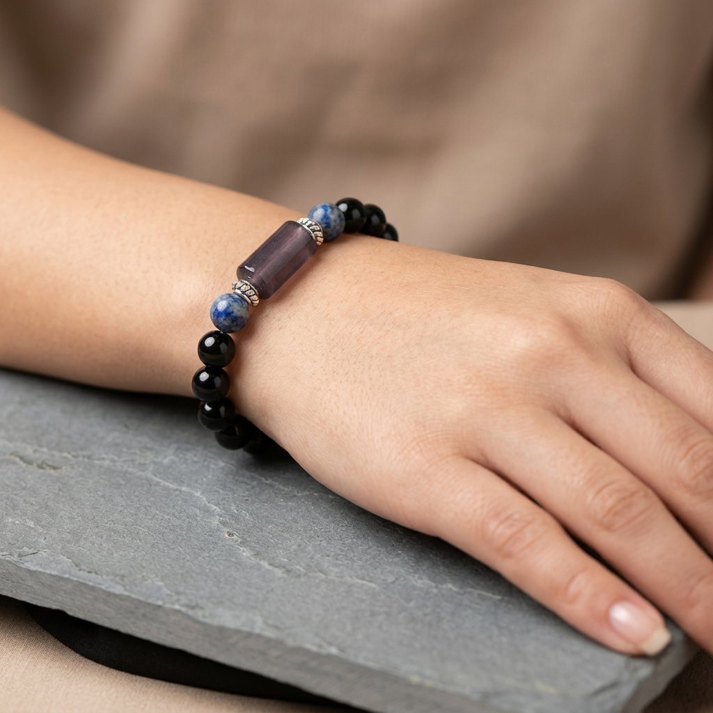 Aquarius (Verseau / Kumbh) Zodiac Gemstone Bracelet | Natural Semi-Precious Stones