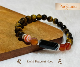 Leo (Lion / Simha) Zodiac Gemstone Bracelet | Natural Semi-Precious Stones